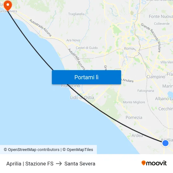 Aprilia | Stazione FS to Santa Severa map