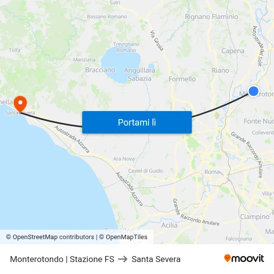 Monterotondo | Stazione FS to Santa Severa map