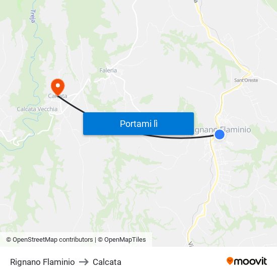 Rignano Flaminio to Calcata map