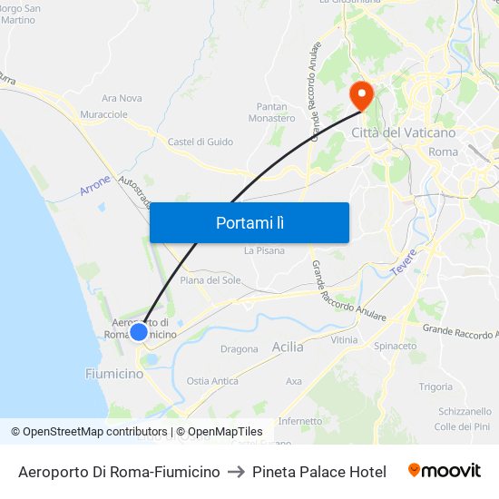 Aeroporto Di Roma-Fiumicino to Pineta Palace Hotel map