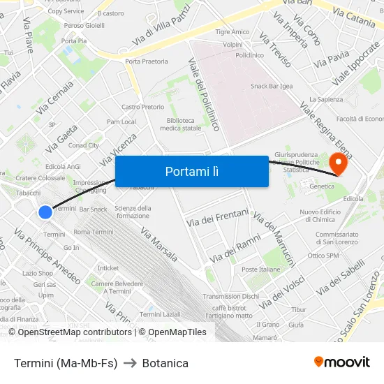 Termini (Ma-Mb-Fs) to Botanica map