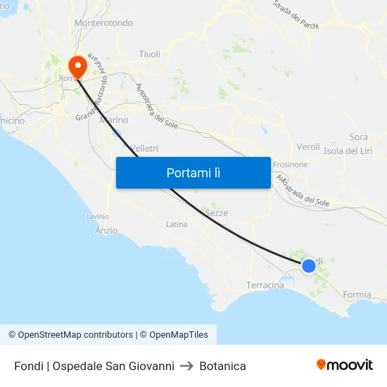 Fondi | Ospedale San Giovanni to Botanica map