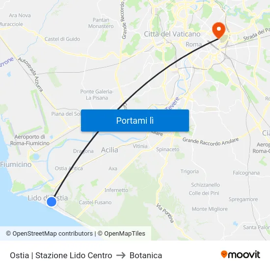Ostia | Stazione Lido Centro to Botanica map
