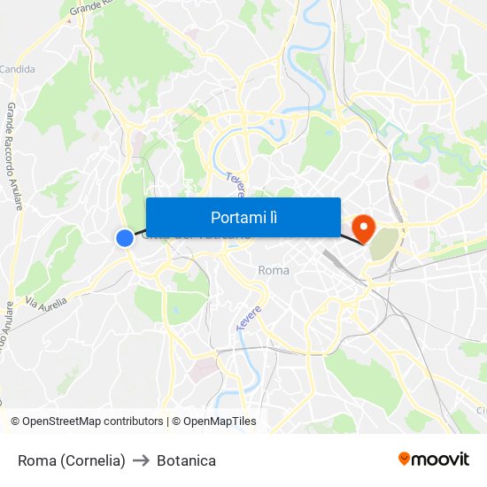 Roma (Cornelia) to Botanica map