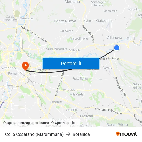Colle Cesarano (Maremmana) to Botanica map