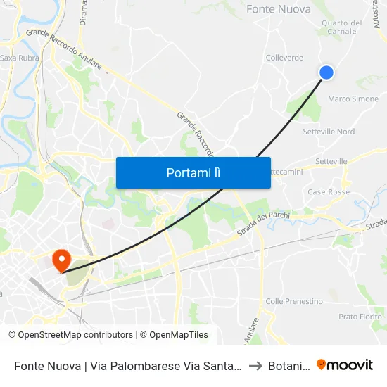 Fonte Nuova | Via Palombarese Via Santa Lucia to Botanica map