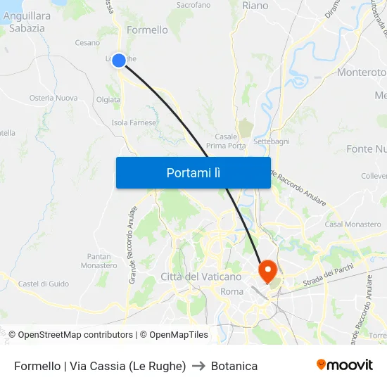 Formello | Via Cassia (Le Rughe) to Botanica map