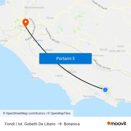 Fondi | Ist. Gobetti De Libero to Botanica map