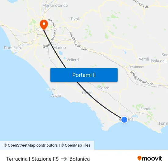 Terracina | Stazione FS to Botanica map