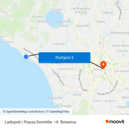 Ladispoli | Piazza Domitilla to Botanica map
