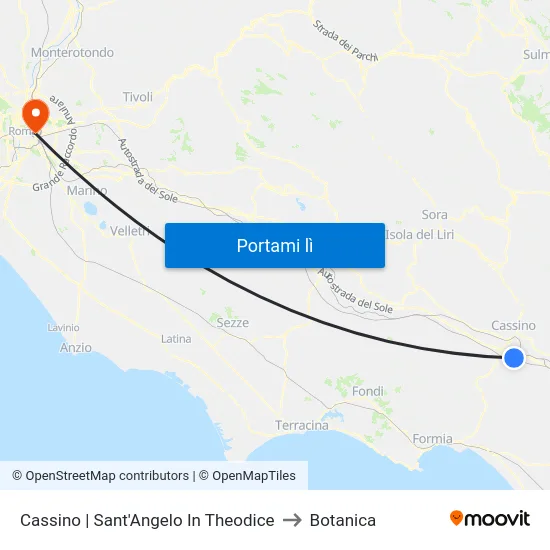 Cassino | Sant'Angelo In Theodice to Botanica map