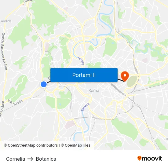 Cornelia to Botanica map