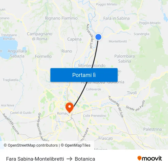 Fara Sabina-Montelibretti to Botanica map