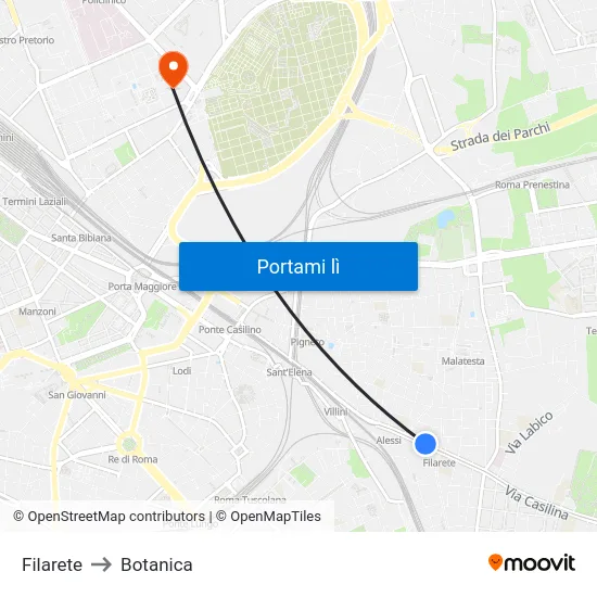 Filarete to Botanica map