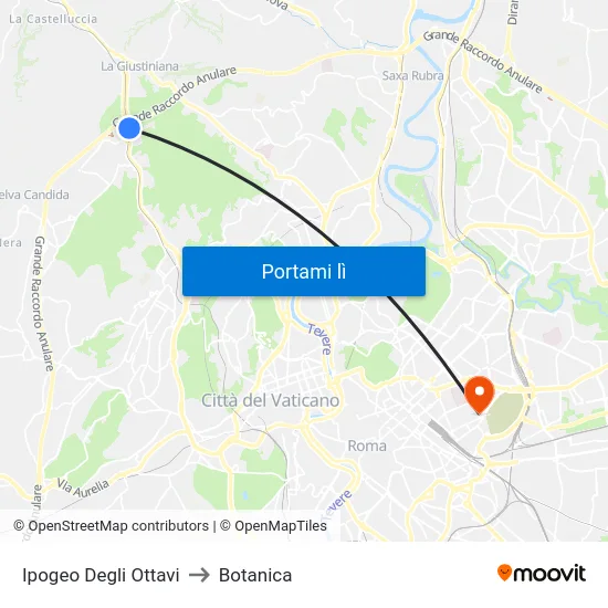 Ipogeo Degli Ottavi to Botanica map
