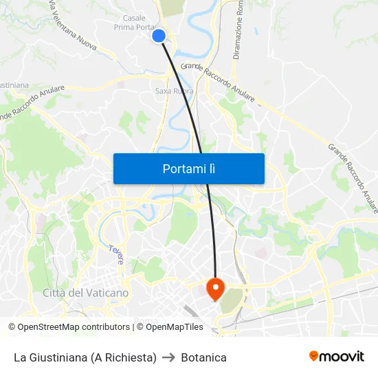 La Giustiniana (A Richiesta) to Botanica map