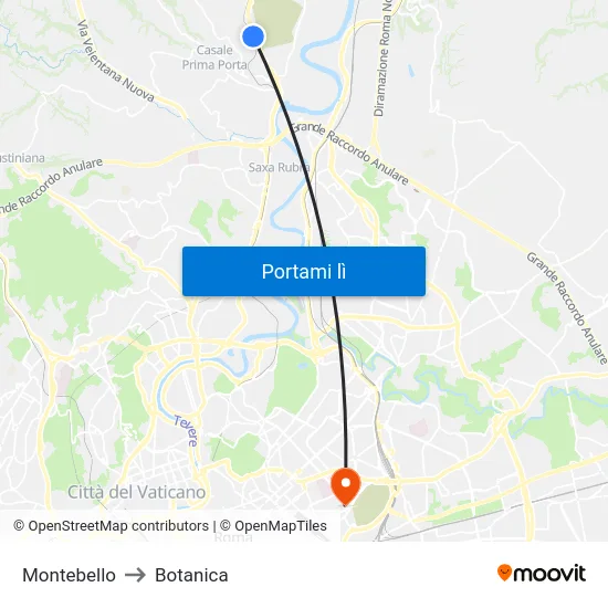 Montebello to Botanica map