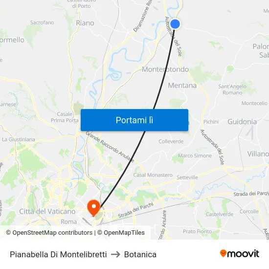 Pianabella Di Montelibretti to Botanica map