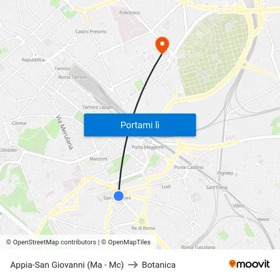 Appia-San Giovanni (Ma - Mc) to Botanica map