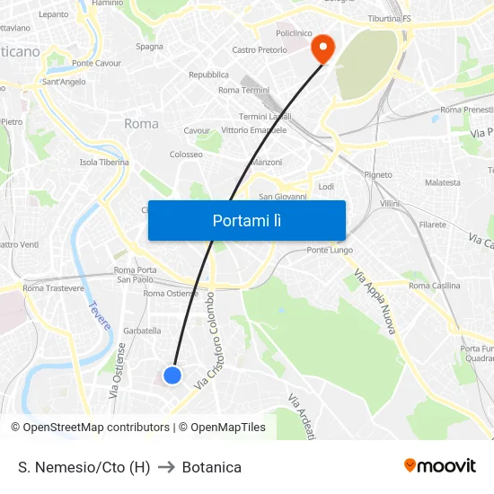 S. Nemesio/Cto (H) to Botanica map