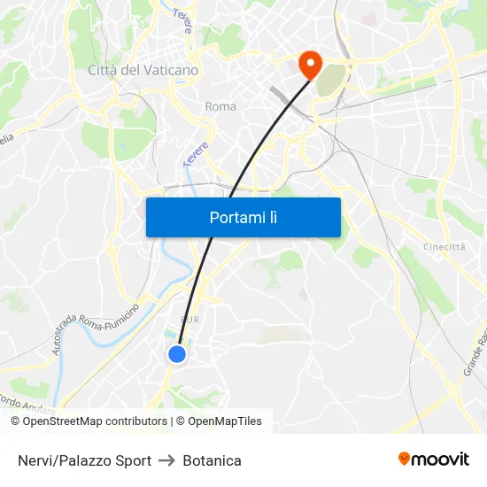 Nervi/Palazzo Sport to Botanica map