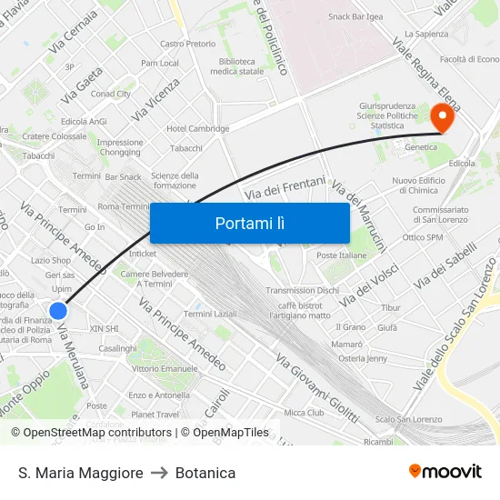 S. Maria Maggiore to Botanica map