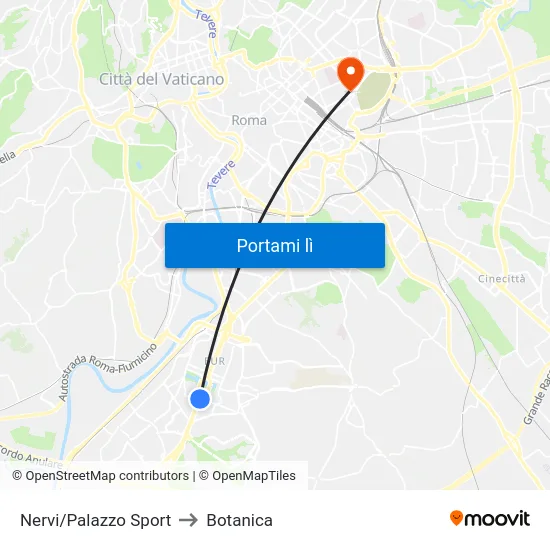 Nervi/Palazzo Sport to Botanica map