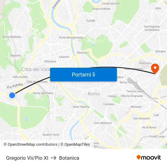 Gregorio Vii/Pio XI to Botanica map