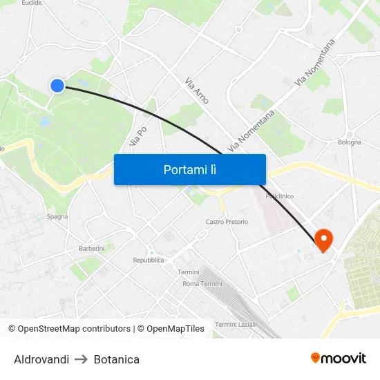 Aldrovandi to Botanica map