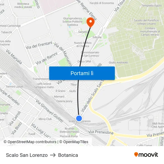 Scalo San Lorenzo to Botanica map