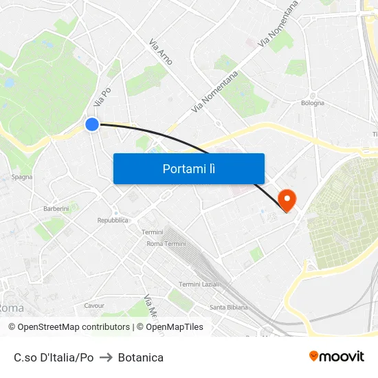 C.so D'Italia/Po to Botanica map