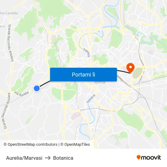 Aurelia/Marvasi to Botanica map