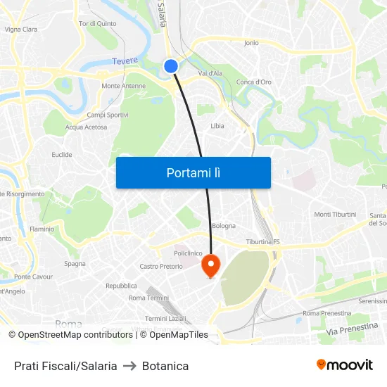 Prati Fiscali/Salaria to Botanica map