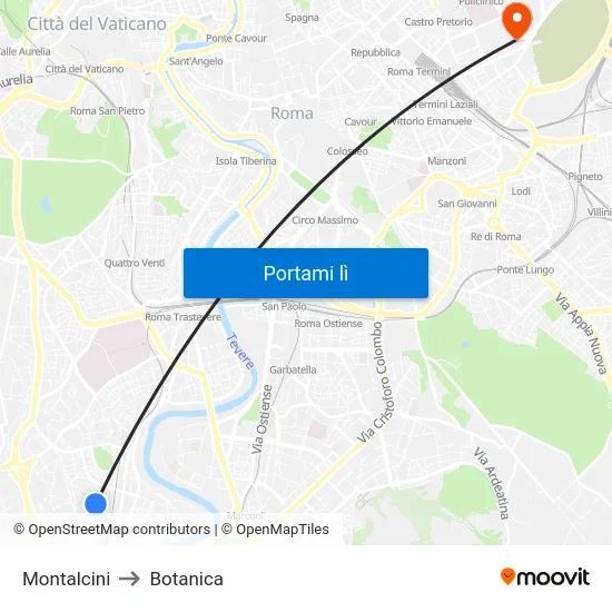 Montalcini to Botanica map