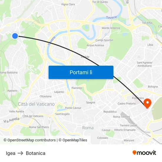 Igea to Botanica map