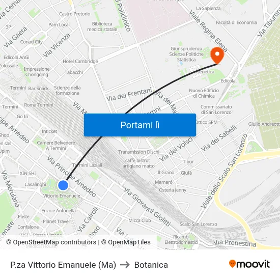 P.za Vittorio Emanuele (Ma) to Botanica map