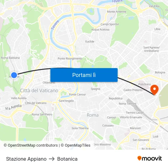 Stazione Appiano to Botanica map