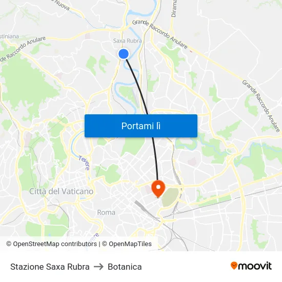Stazione Saxa Rubra to Botanica map