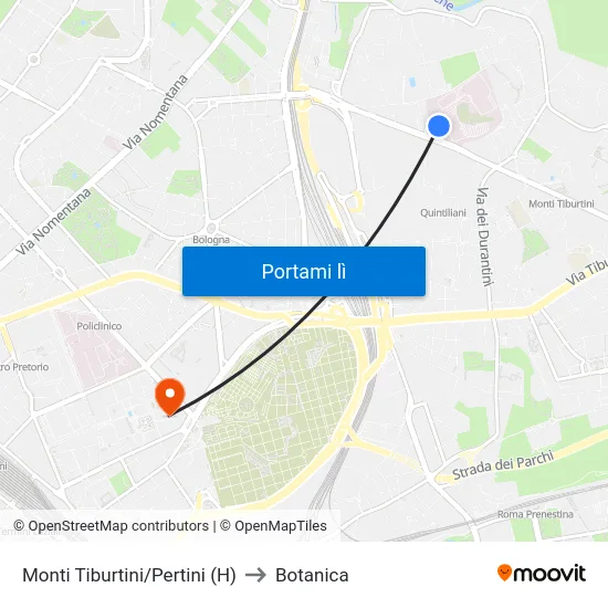 Monti Tiburtini/Pertini (H) to Botanica map