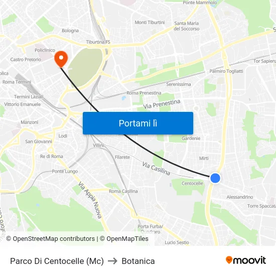 Parco Di Centocelle (Mc) to Botanica map