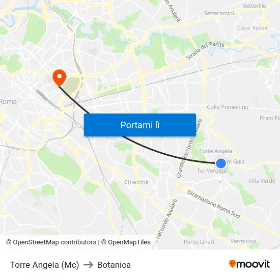 Torre Angela (Mc) to Botanica map