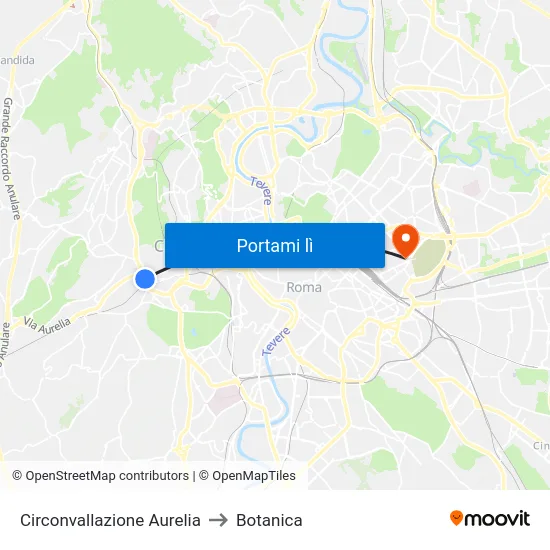 Circonvallazione Aurelia to Botanica map