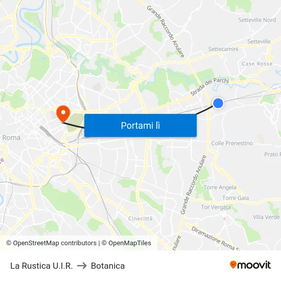 La Rustica U.I.R. to Botanica map