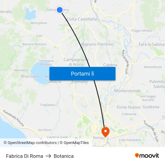 Fabrica Di Roma to Botanica map