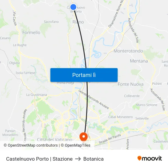 Castelnuovo Porto | Stazione to Botanica map