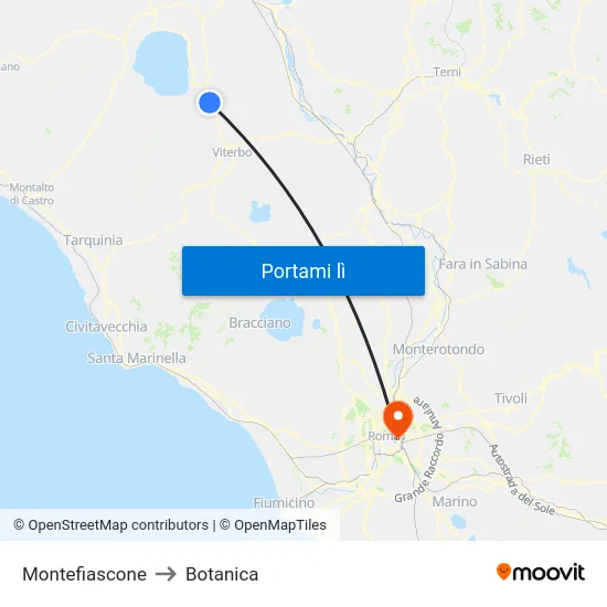 Montefiascone to Botanica map