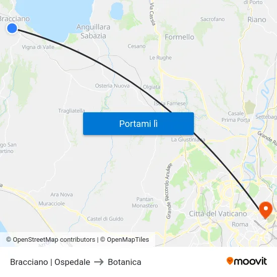 Bracciano | Ospedale to Botanica map