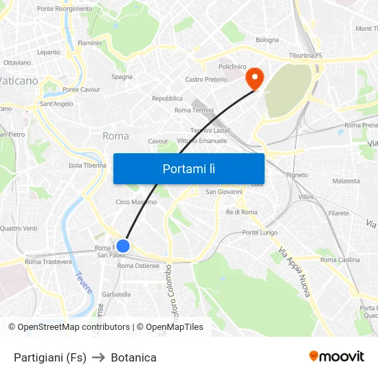 Partigiani (Fs) to Botanica map