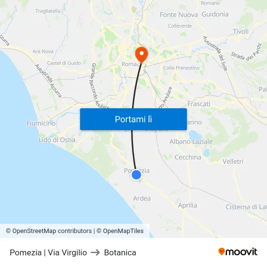 Pomezia | Via Virgilio to Botanica map