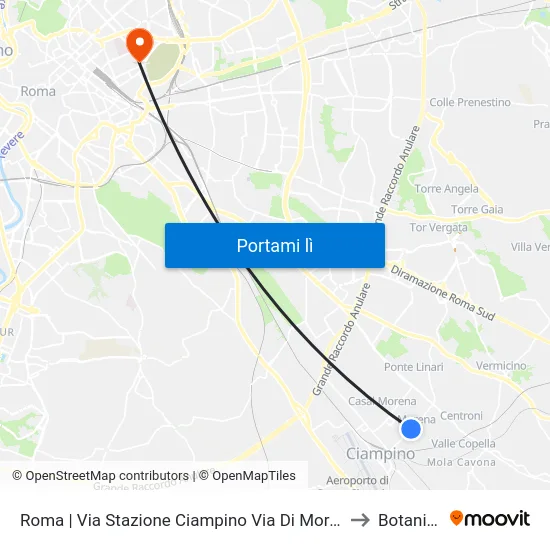 Roma | Via Stazione Ciampino Via Di Morena to Botanica map